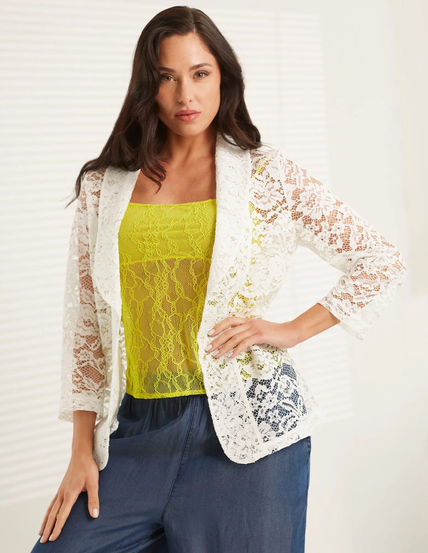 Women's open jacket in all-over lace - Easy Lace