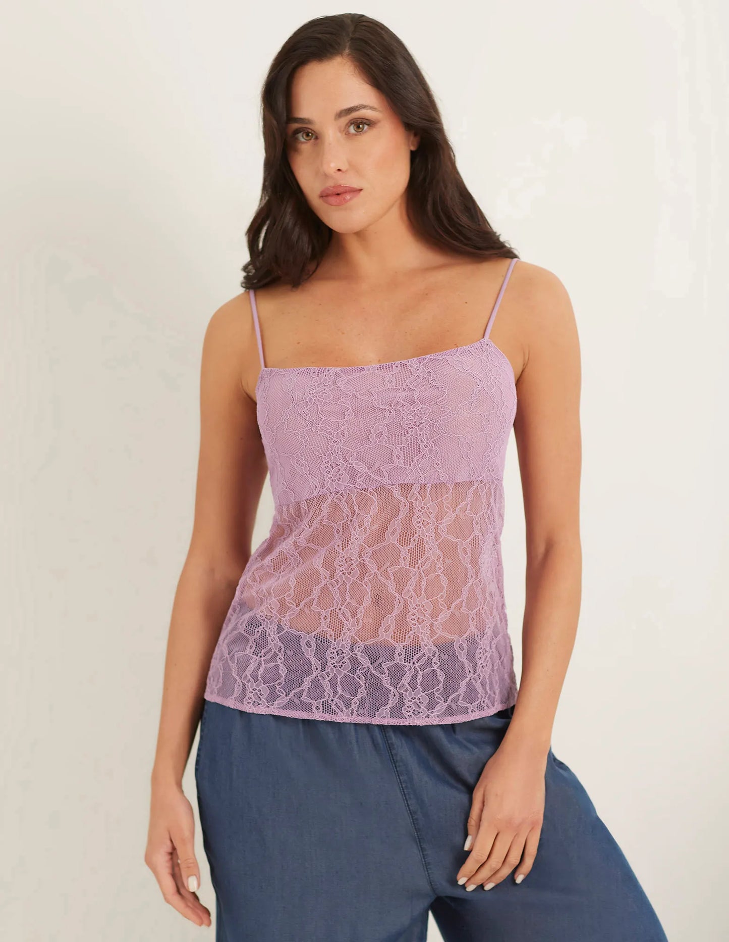 Elastic lace top with thin straps - Easy Lace