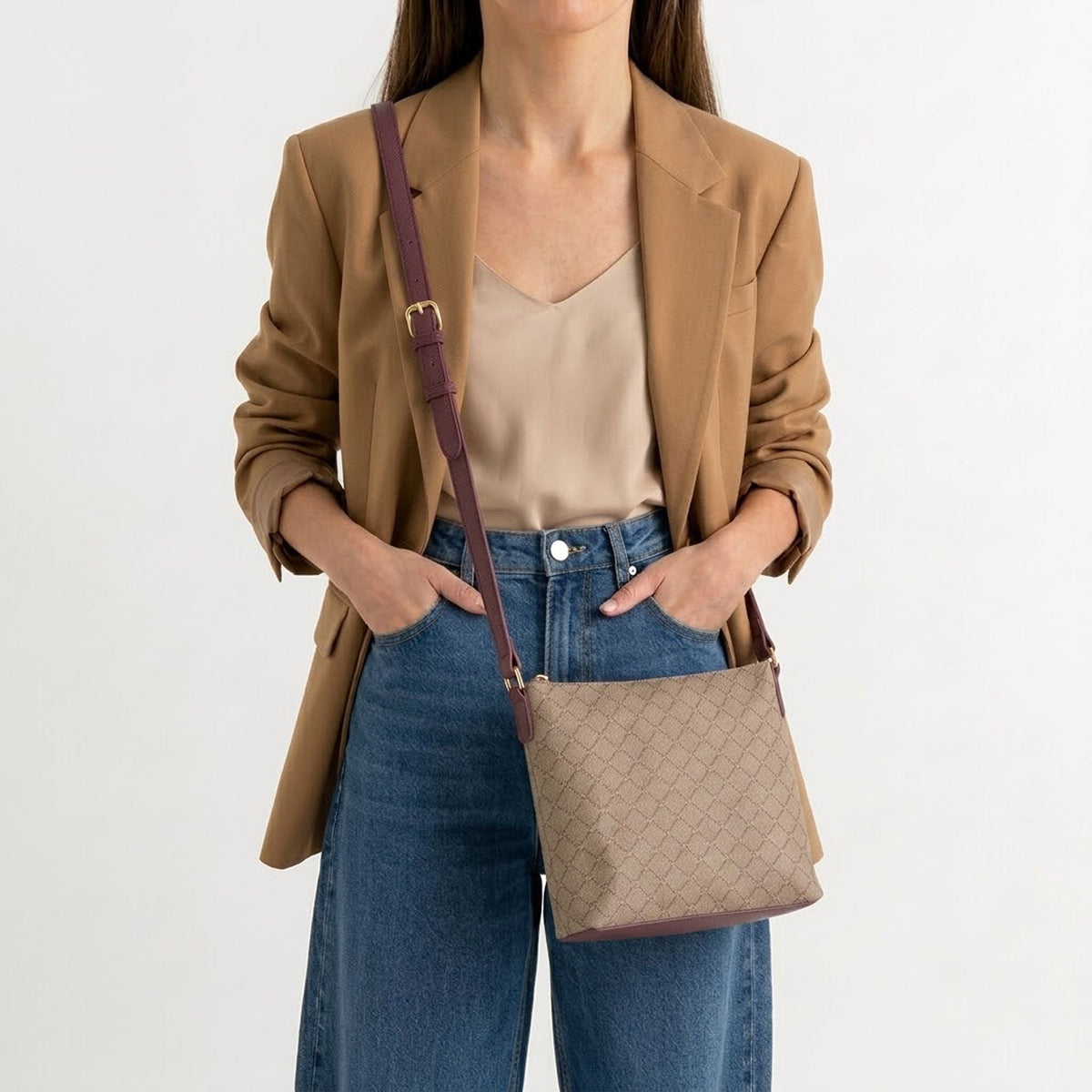 Carpisa Crna Gora – Diana Fall - Women's Shoulder Bag – Taupe/Wine – BSD55204546 – Image 4