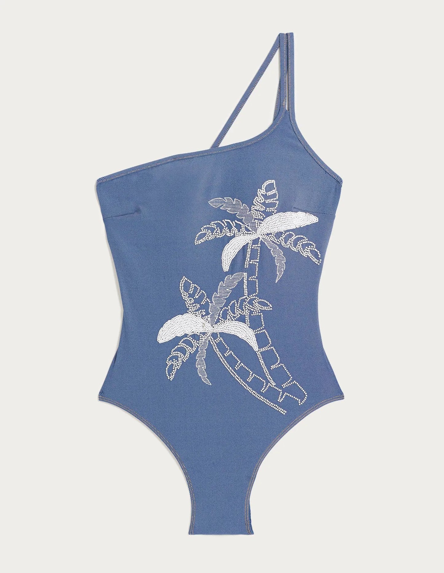 One-piece swimsuit w/remov. cup inserts - Denim