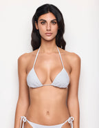 Textured - Sliding triangle bikini with removable cups