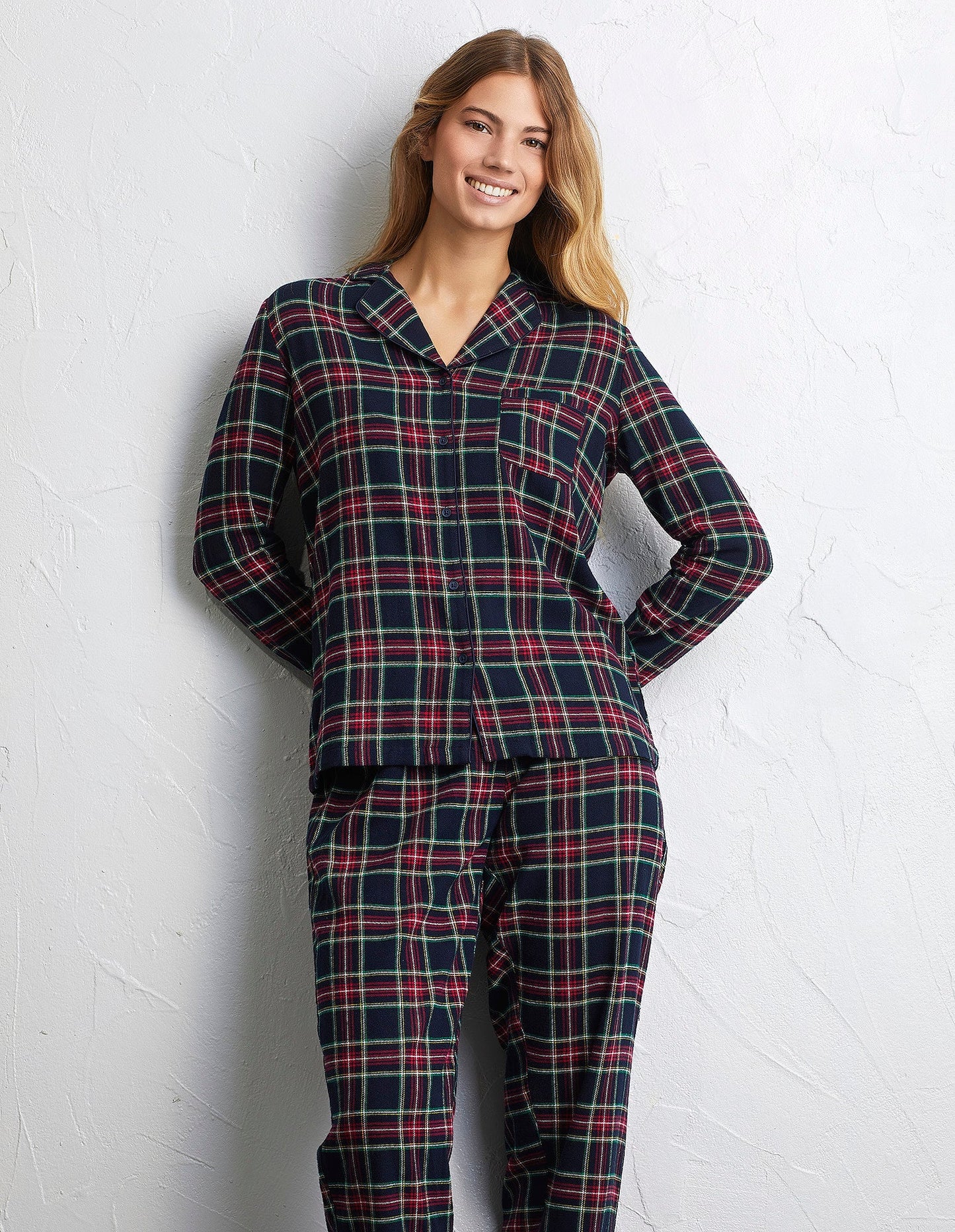 Tartan Family - Woman Long-Pyjamas with front opening