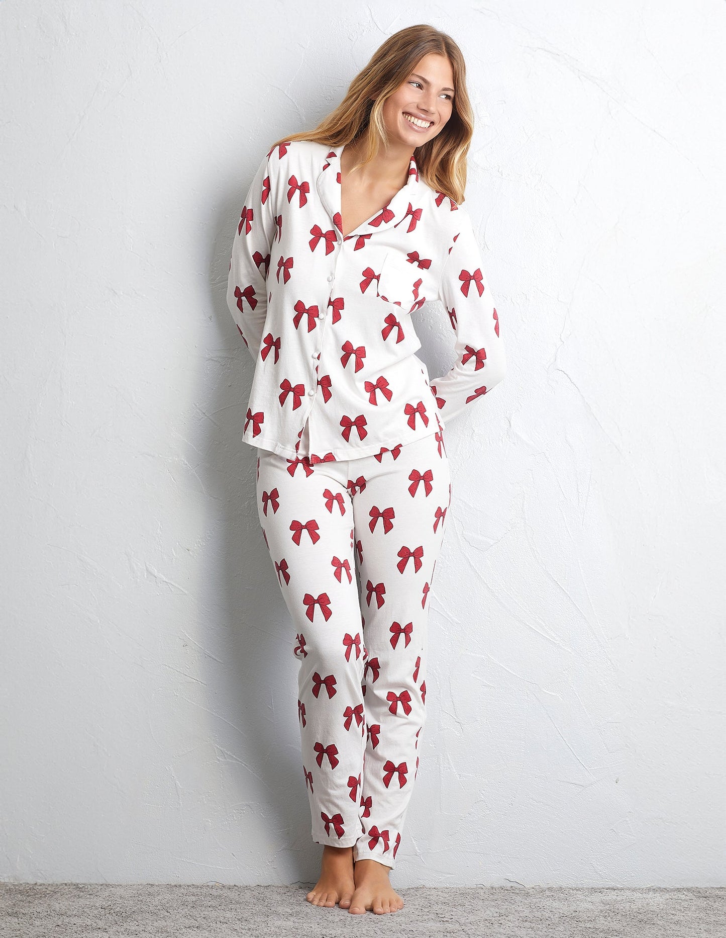 Bow Lover - Woman Long-Pyjamas with front opening