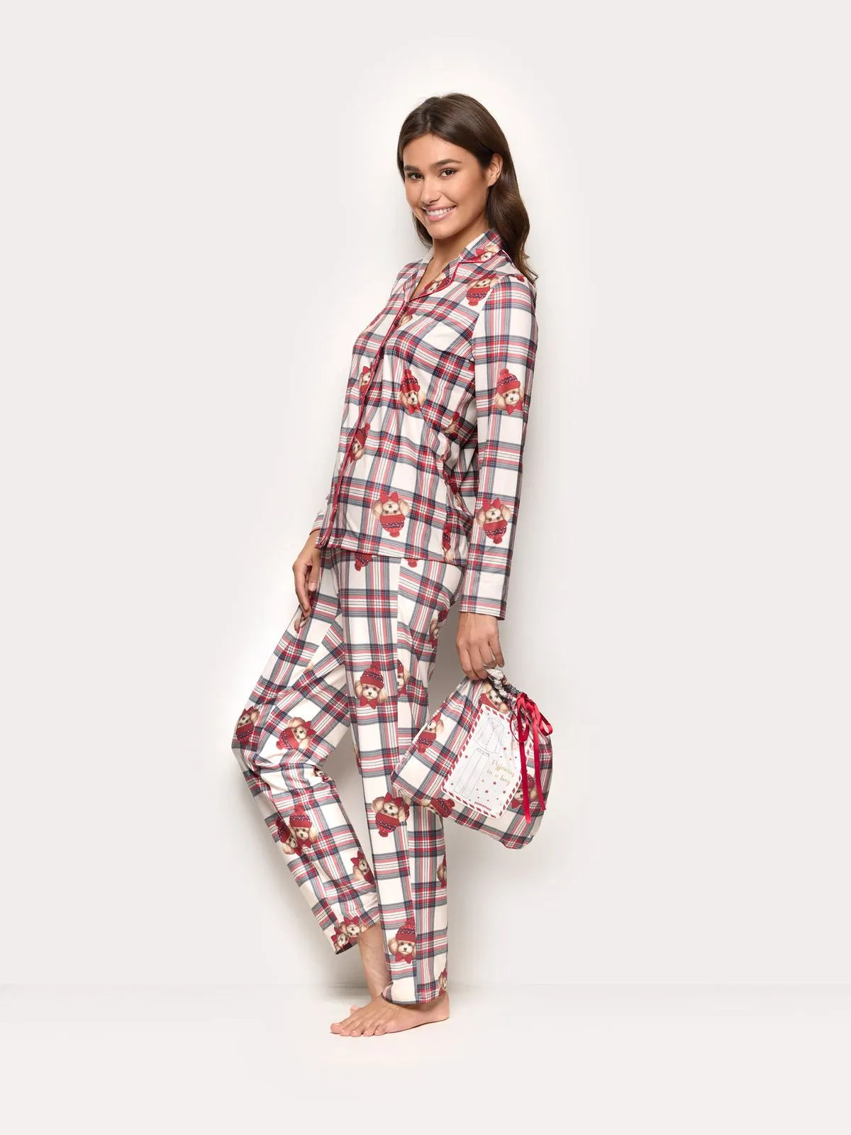 Winter Poodle - Women’s long open jersey pyjamas