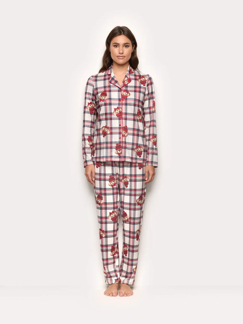 Winter Poodle - Women’s long open jersey pyjamas