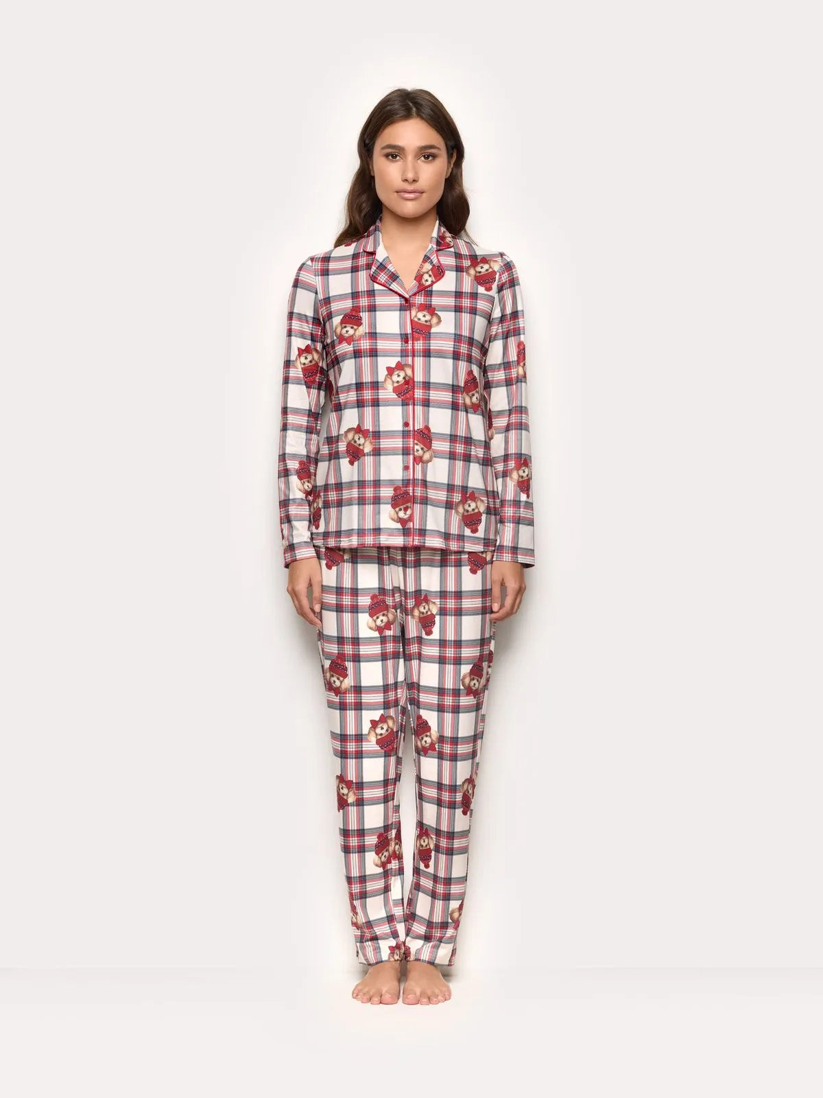 Winter Poodle - Women’s long open jersey pyjamas
